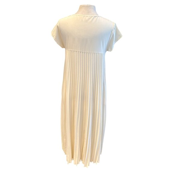 Bridgerton inspired Cream Pleated Short Sleeve Midi Dress - Picture 3 of 10